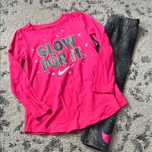 Nike Kids Glow Pink and Black Pajama Set